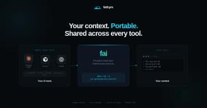 Diagram showing fai by Fathym connecting AI coding tools — Claude Code, Cursor, Codex, Windsurf, Cline, and Ollama — to a persistent context vault stored as Markdown files.