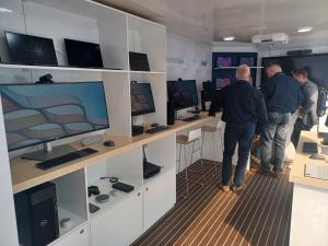 Interior of Dell's roadshow vehicle