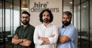 (L-R) Parth Parikh, Akshat Raghava, Prashant Gupta. CoFounders of HireDesigenrs. World's largest design recruitmetn agency.
