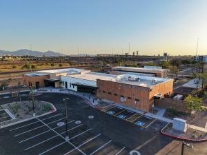 Exterior photo of Advanced Spine and Pain's new 12,075 sq ft outpatient clinic and ambulatory surgery center at 1695 N. 95th Ln. in Phoenix, AZ.