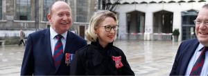 Guildhawk CEO Jurga Zilinskiene MBE with Chairman Ian Miller MBE and Patrick Rarden MBE at Guildhall yard London 2020