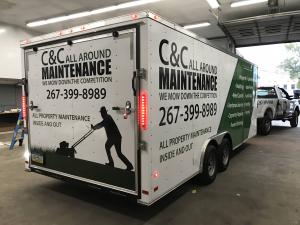 Landscaping truck and trailer vehicle wrap