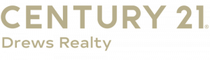 Gold CENTURY 21 Drews Realty logo on white background