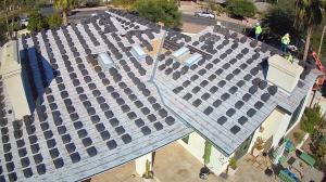 Licensed Scottsdale roofing contractor Tip Top Roofing Service (ROC #355034) performing a professional roof inspection ahead of Arizona monsoon season. GAF Certified, BBB Accredited, 120+ 5-star reviews.