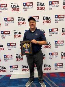 Liberty Safe representation seen with gold Readers' Choice award at NRA 2026 conference in Houston