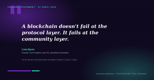 Founder statement on the launch of the QoreChain Guardians Program, Cohort 1, Liviu Epure.