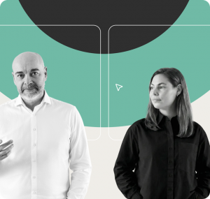 Visual illustration of team members with UI elements symbolizing centralized control over AI-powered translations