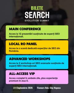 Tipuri de bilete disponibile pentru Search Evolution Summit 2026