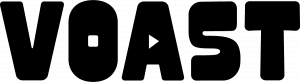 Voast logo written in a chunky black font