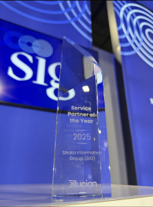 Image of the award given to SIG by Ellucian for Service Partner of the year