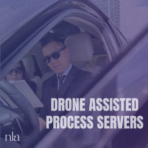 private investigator monitoring flight path of drone assisted process serving in Atlanta.