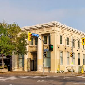 Photo of Raw Signal Group's HQ in a 1920s bank building at 1414 Danforth Ave
