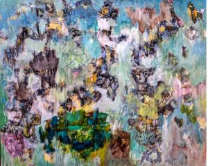 When Flowers Whisper (2026) acrylic on canvas 30” x 40”  (Photo Credit: Mark Seidenfeld)