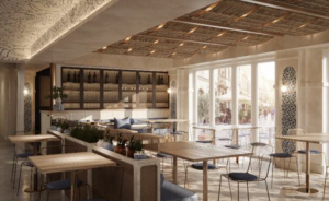 Example of the interior of Delphine, a New Concept in Coastal Mediterranean Cuisine