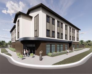 The entryway for LAWS' new Shelter & Community Services Center