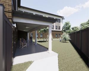 The courtyard for LAWS' new Shelter & Community Services Center