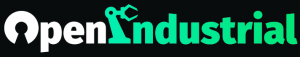 Open Industrial wordmark logo with white Open text and cyan-to-green gradient Industrial text.