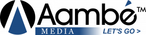 Aambe Media logo featuring stylized A symbol with blue and black design, representing a connected sports and digital media platform with the tagline Let’s Go