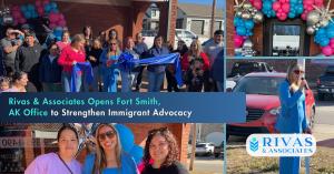 Lorena Rivas and supporters at Arkansas office; press release title: Rivas & Associates Opens Fort Smith, AK Office to Strengthen Immigrant Advocacy.