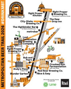 This is a map of the 14 locations on DC's Metropolitan Beer Trail