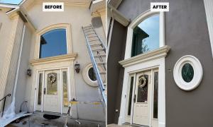 Before and after - Franklin Lakes house entrance