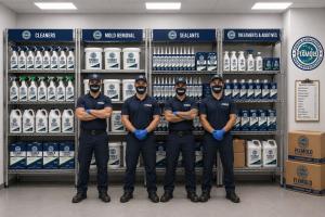 Fix Mold technicians with professional mold removal products for Miami homes and businesses.