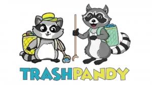 Trash Pandy LLC logo with two raccoon mascots and teal and yellow wordmark