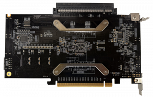 The Serial Cables Gen6 PCIe Host card featuring the Atlas 3 Production B0 switch (bottom-up view)
