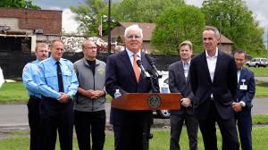Attorney John Cordisco joins Senator Santarsiero and Representative Davis at today's press conference in Bristol, PA speaking on behalf of the victims of the Bristol Health & Rehab Center explosion.