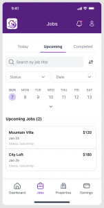 TurnBnB App Jobs Calendar Page