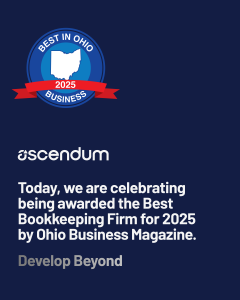 Ohio Business Magazine recognizes Ascendum Accounting as Best Bookkeeping firm for 2nd consecutive year.
