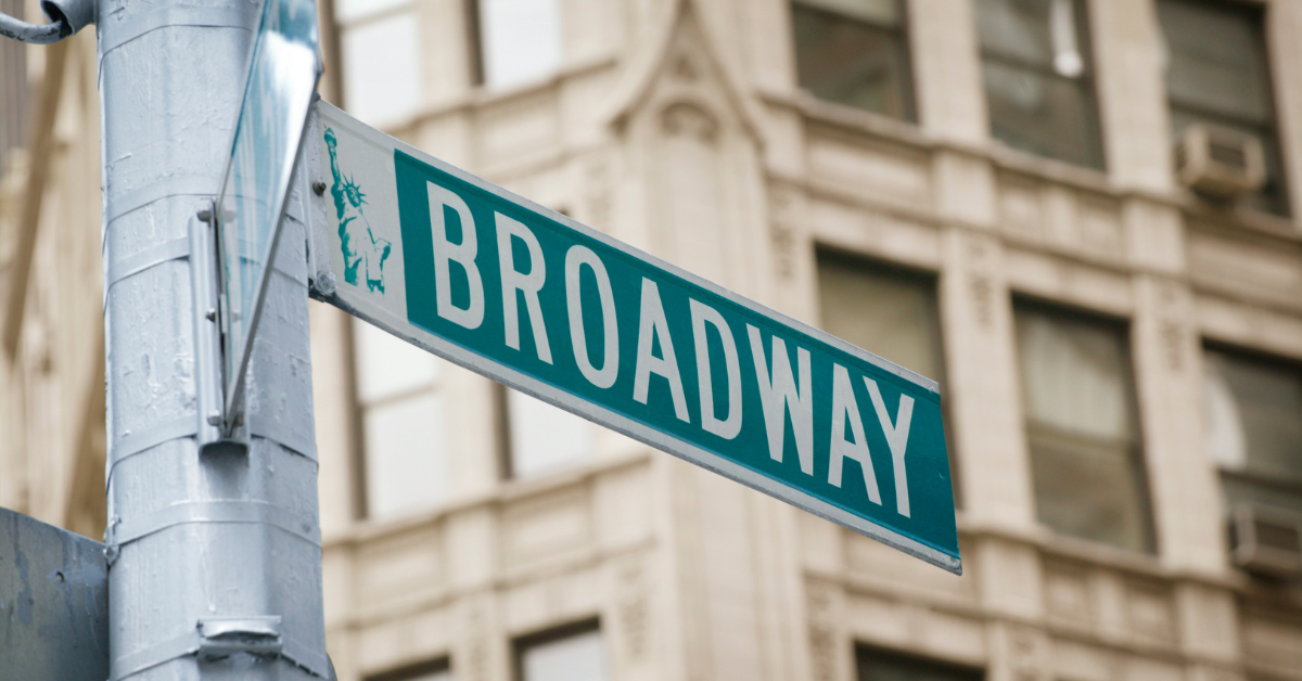 Close up of the Broadway street sign in New York City