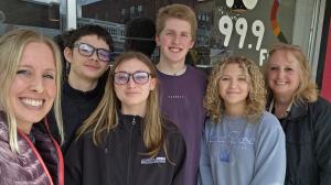 Amanda McKeen with guests from the Lisbon Regional High School Broadcasting Class