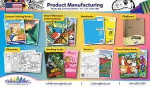 Really Big Coloring Books®, Inc. and ColoringBook.com® announce the expansion of manufacturing services for custom books, coloring books, greeting cards, notebooks, posters, placemats, trading cards, chipboard, and AI-assisted product development.