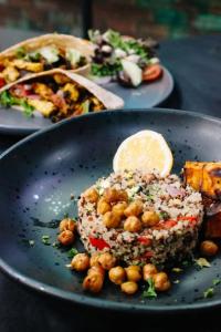 Vibrant Occasions Catering's Mediterranean Chicken with Garlic Aioli and Vegetable Quinoa Pilaf, as featured on THV11's The Vine.