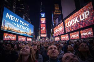 LOOK UP TIMES SQUARE NEW YORK TO VENICE