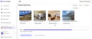 AI-powered research dashboard showing real-time Photo Voice study progress, participant responses, and qualitative workflow management in a unified interface.