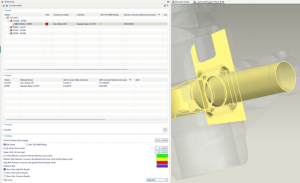 This image shows the interface of material analysis within Siemens Designcenter NX