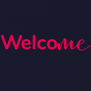 WelcoMe logo in pink script