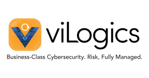 viLogics logo with orange icon and tagline: Business-Class Cybersecurity. Risk, Fully Managed.