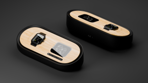 EcoVue smartwatch microLED display with integrated solar cells demonstrating light harvesting technology