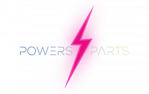 Powers Parts on Blue to Green Gradient with signature pink lightbulb inside