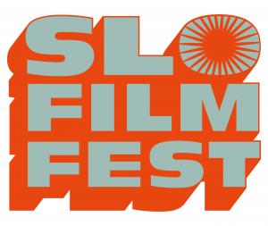 New logo for the San Luis Obispo International Film Festival in orange and gray block letters