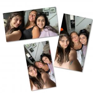 Three young women smiling together in casual photos representing friendship and shared experiences.