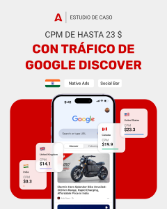 CPM de $23 con tráfico de Google Discover (India)