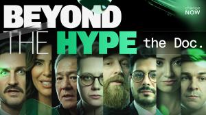 A thumbnail from ChangeNOW's documentary "Beyond the Hype" featuring industry speakers discussing DeFi and global financial access.