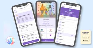 Three smartphone screens showing the Autism Pathways app, including a diagnosis pathway, the app home screen, and the Waiver and Community Connector state directory.