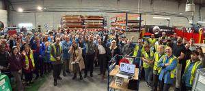 Image shows the Kentec Electronics team celebrating winning the King's Award for Enterprise