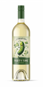 Bottle of Party Time Pickle dill-infused white wine from Mendocino Wine Company