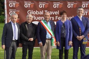 Public Representatives and invited guests posing during the Global Travel Influencers Festival in Sezzadio, Italy.